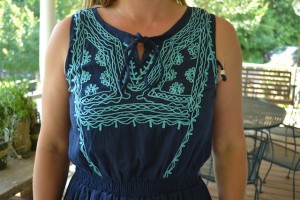 Close up of Angie Ian Embroidered Detail Cotton Dress