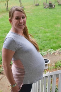 Loveappella Maternity Plumeria Mixed Material Maternity Top back