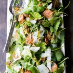 Baby Kale Salad with Spanish Chorizo, Manchego Cheese, Crispy Leeks and a Mustard Shallot Vinaigrette