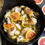 Braised Chicken with Blood Oranges and Jerusalem Artichoke