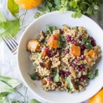 Warm Farro Salad with Butternut Squash and Pomagranate