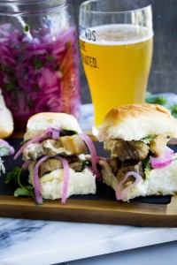 Seared Pork Belly Sliders with Pickled Onions and Smoked Mayo